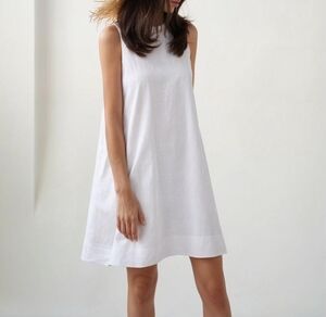 White Linen Shift Dress